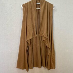 Ya Ya & co Faux Suede Waterfall Draped Open Front Vest __Womans MEDIUM A++++